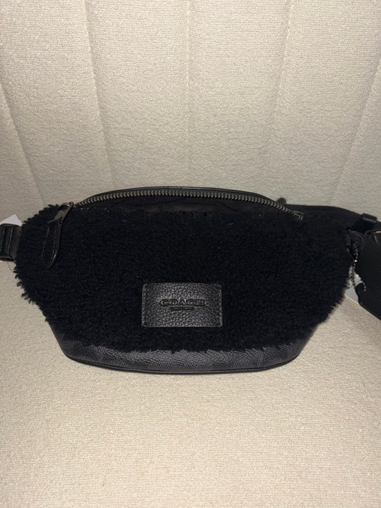 Coach Handbags - NWT Coach Warren Mini Belt Bag Shearling Signature Canvas CY884 Charcoal Black